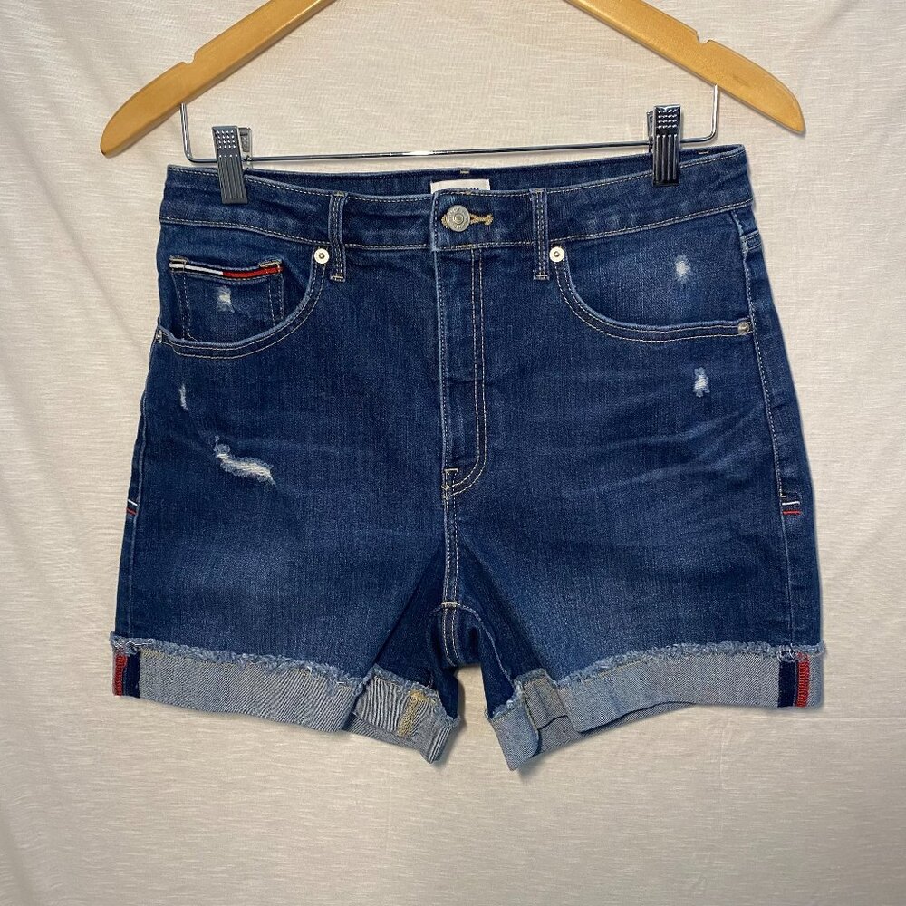 Tommy Jeans Distressed Denim Shorts Size 30 With Raw Cuffed‎ Hem